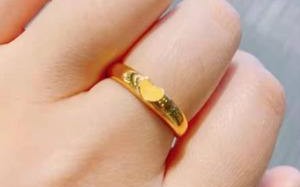 35克黄金女戒指图片3克的黄金戒指小不小