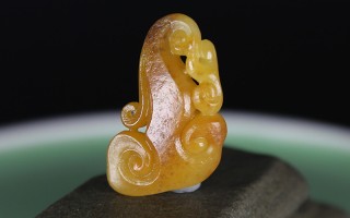 泽玉轩苏工新疆和田玉黄沁籽料如意挂件黄沁籽玉如意吊坠男女款