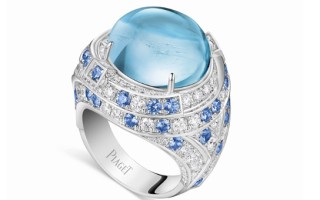 Piaget 伯爵 Adrivea 海蓝宝石时计戒指 白金配宝石演绎清澈空灵海洋之美