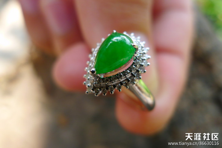 镶嵌精品：飘阳绿平安扣，阳绿戒指及吊坠，叶子，佛公-第43张图片-翡翠网