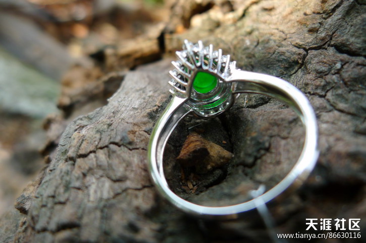 镶嵌精品：飘阳绿平安扣，阳绿戒指及吊坠，叶子，佛公-第29张图片-翡翠网