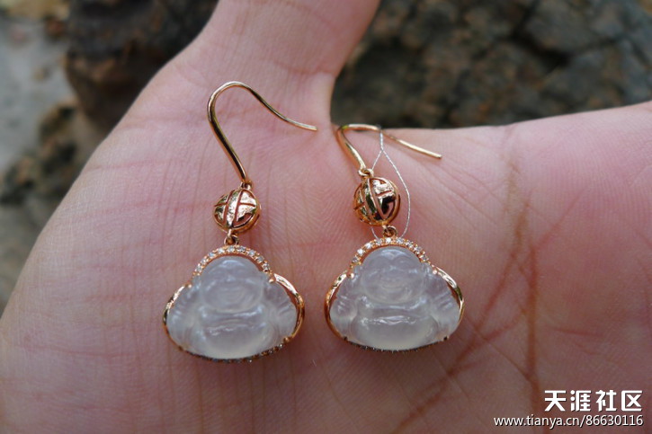 镶嵌精品：飘阳绿平安扣，阳绿戒指及吊坠，叶子，佛公-第46张图片-翡翠网