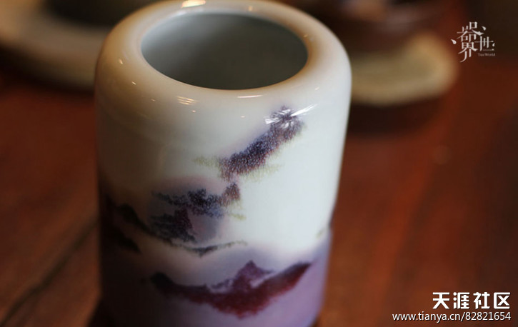 器世界钧瓷茶具 孔相卿钧瓷作品 孔家钧窑 精品钧瓷笔筒摆件-第2张图片-翡翠网