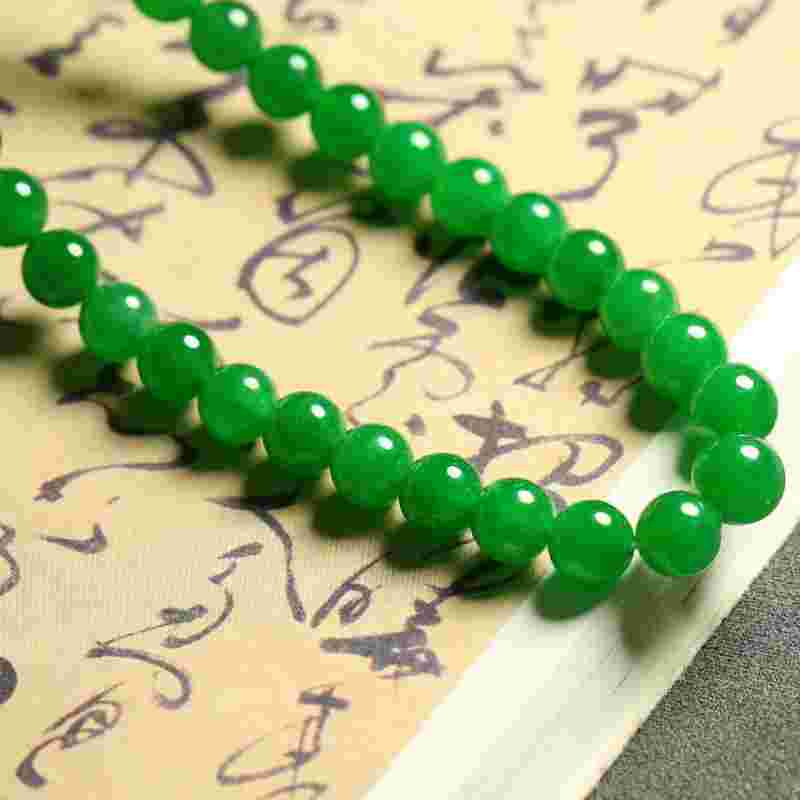 精品赏析：冰种满阳绿珠串翡翠项链-第6张图片-翡翠网