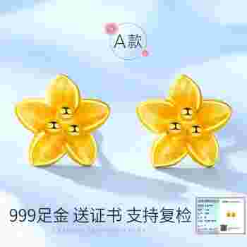 黄金耳钉图片黄金耳环图片大全-第1张图片-翡翠网