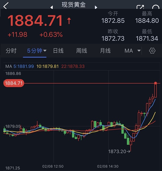 大行情突袭！美元短线加速下滑 金价飙升逼近1885 美联储官员讲话恐引发波动-第2张图片-翡翠网