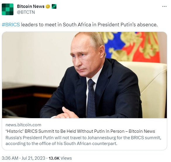 重磅！普京不出席金砖国家峰会 南非“打脸”《富爸爸穷爸爸》作者黄金货币预言-第1张图片-翡翠网