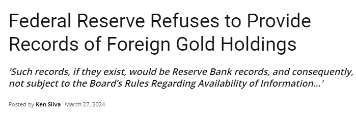 美联储、鲍威尔拒绝提供外国黄金持有记录！-第1张图片-翡翠网