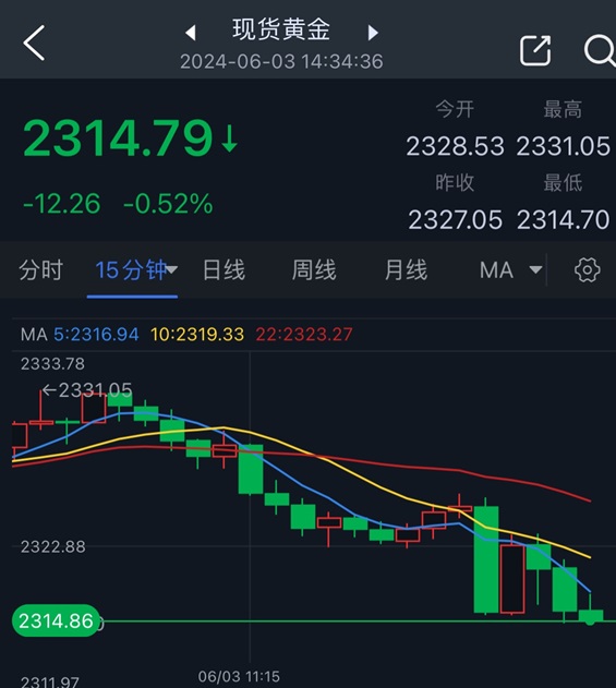 金价大跌失守2315美元！以色列接受拜登停火协议方案 美国I**数据重磅来袭 欧元、英镑、日元和黄金最新交易分析-第1张图片-翡翠网
