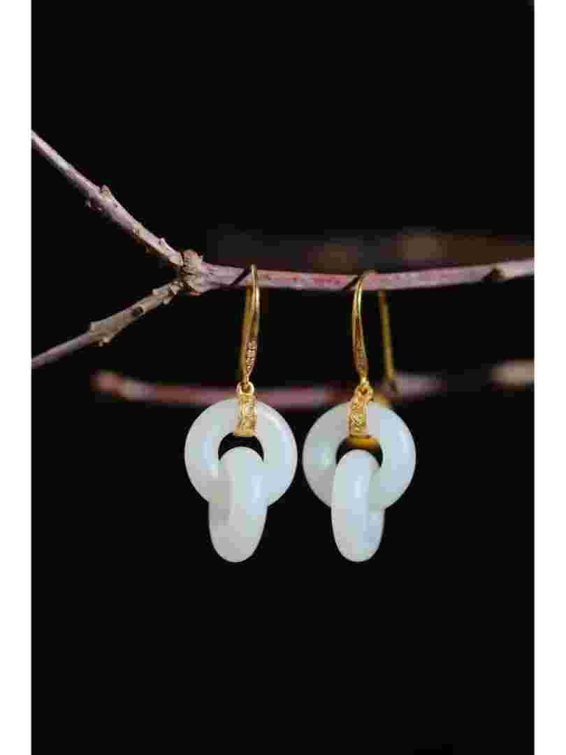 玉石耳钉镶嵌图片,玉石耳环镶嵌款式图片-第1张图片-翡翠网