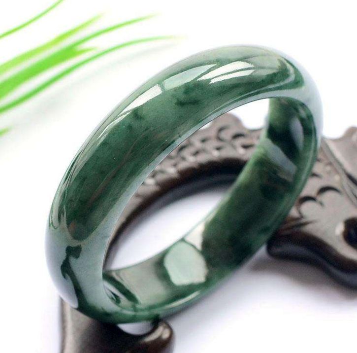 翡翠花青手镯深绿色,花青翡翠手镯价格图片-第2张图片-翡翠网