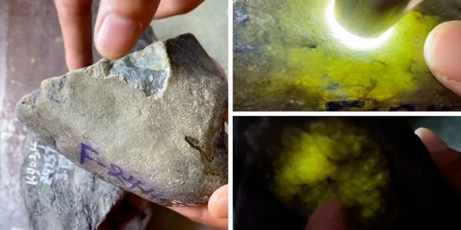 浙江莫西沙原石莫西沙白岩沙翡翠原石打灯-第2张图片-翡翠网