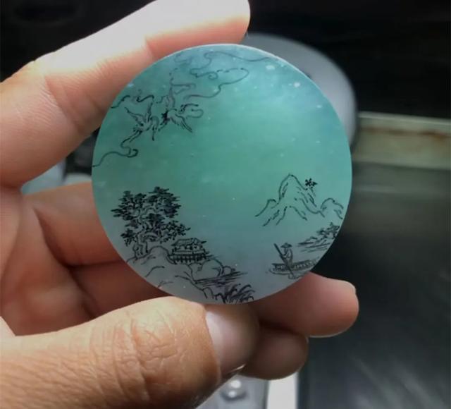 春带彩翡翠手镯芯雕刻,春带彩翡翠价格-第3张图片-翡翠网