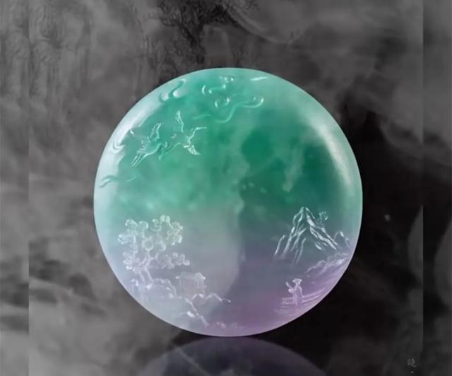 春带彩翡翠手镯芯雕刻,春带彩翡翠价格-第6张图片-翡翠网