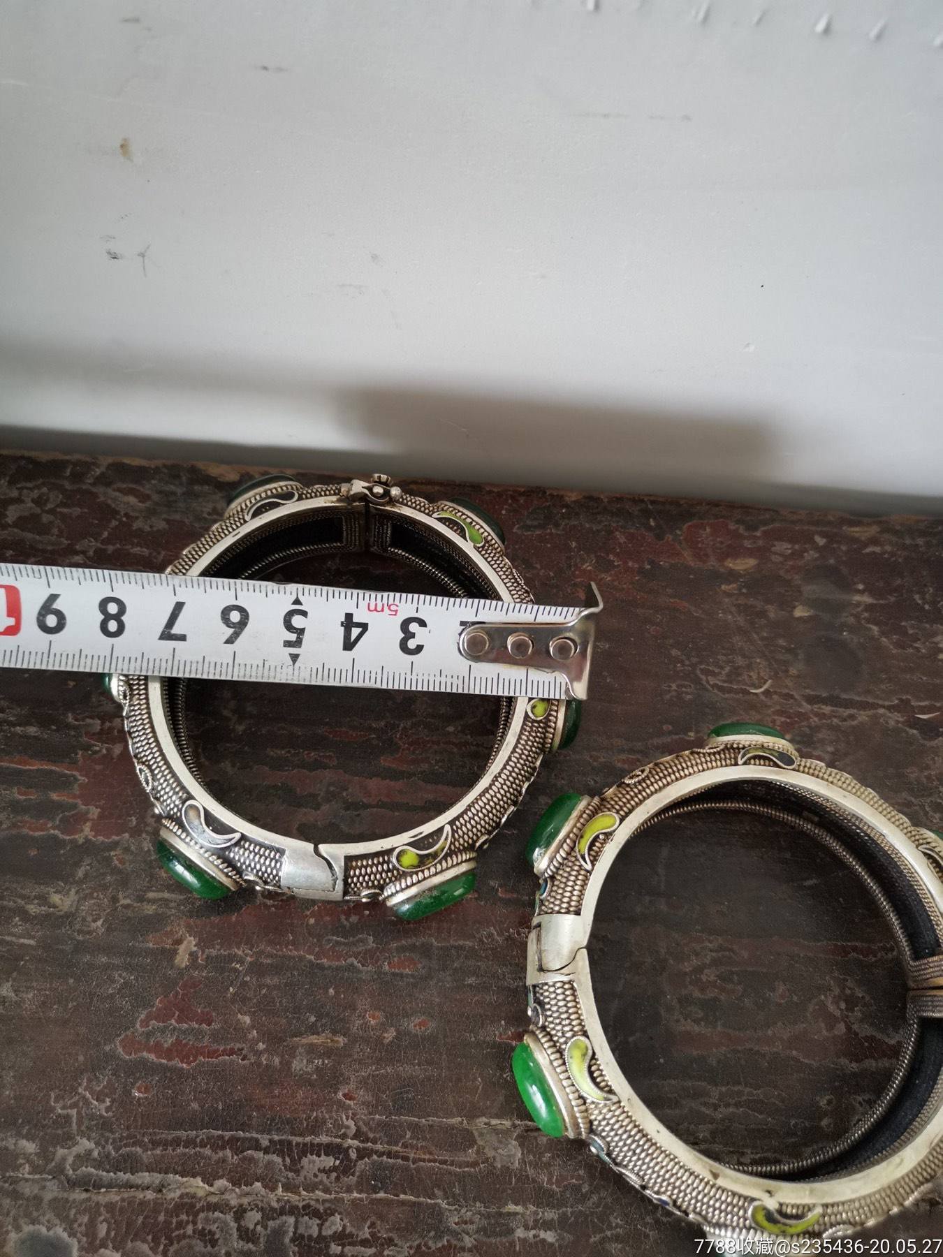 复古银镶嵌翡翠手镯复古银镶嵌翡翠手镯图片-第1张图片-翡翠网